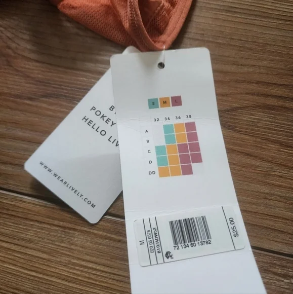 LIVELY Bra Womens M Orange Mesh Trim Bralette Terracotta NEW - Picture 5 of 8